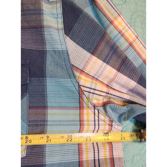 Levi's Men's XXL Western Pearl‎ Snap Blue Plaid Long Sleeve Shirt - Picture 8 of 9